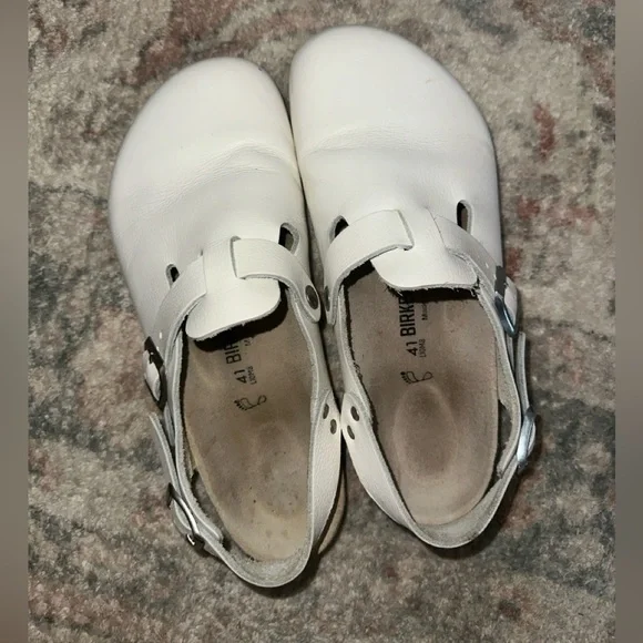 Birkenstock Shoes Birkenstock White Bostonclogs With Heel